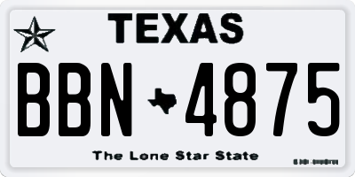 TX license plate BBN4875