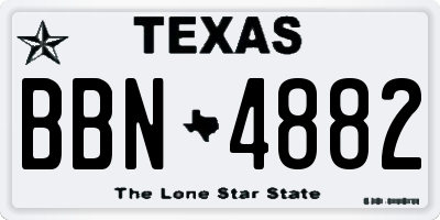 TX license plate BBN4882