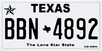 TX license plate BBN4892
