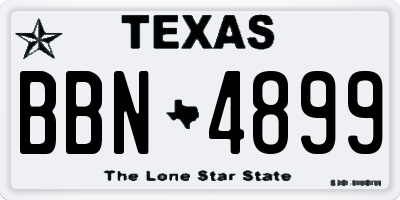 TX license plate BBN4899