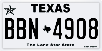 TX license plate BBN4908