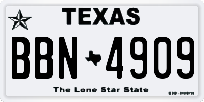 TX license plate BBN4909