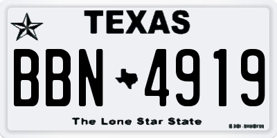 TX license plate BBN4919