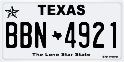 TX license plate BBN4921