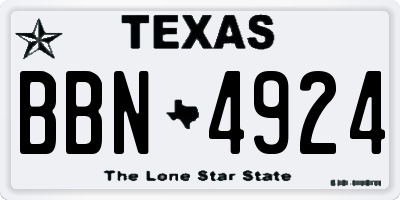 TX license plate BBN4924