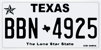 TX license plate BBN4925
