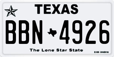 TX license plate BBN4926