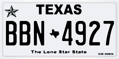 TX license plate BBN4927