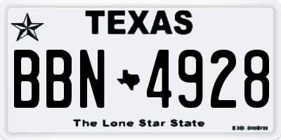 TX license plate BBN4928