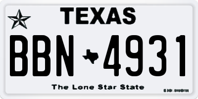TX license plate BBN4931