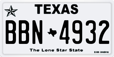TX license plate BBN4932