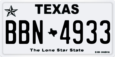 TX license plate BBN4933