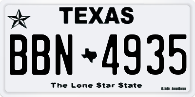 TX license plate BBN4935