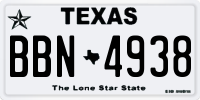 TX license plate BBN4938