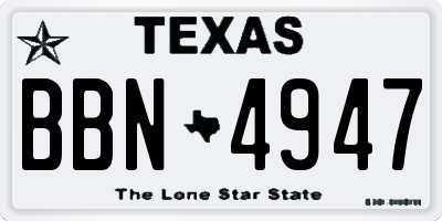 TX license plate BBN4947