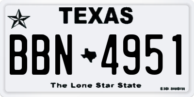 TX license plate BBN4951