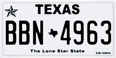 TX license plate BBN4963