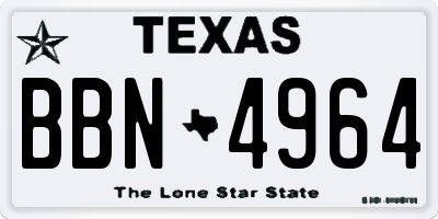 TX license plate BBN4964