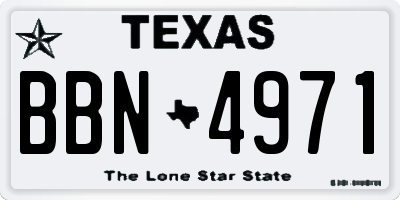 TX license plate BBN4971