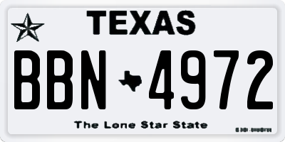 TX license plate BBN4972