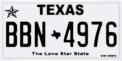 TX license plate BBN4976