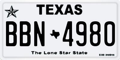 TX license plate BBN4980