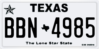 TX license plate BBN4985