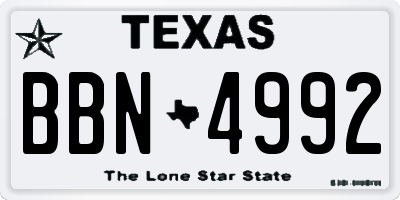 TX license plate BBN4992