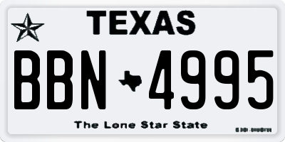 TX license plate BBN4995