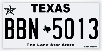 TX license plate BBN5013