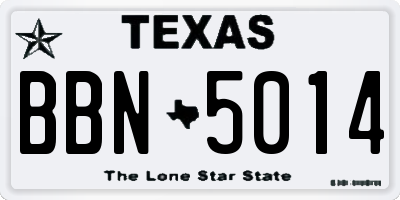 TX license plate BBN5014