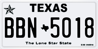 TX license plate BBN5018