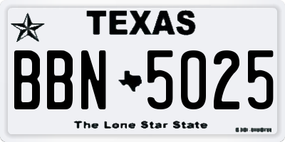 TX license plate BBN5025