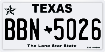 TX license plate BBN5026