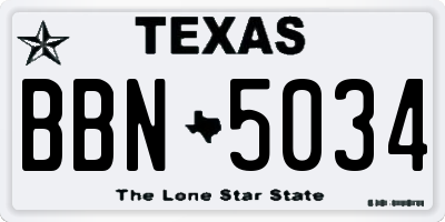 TX license plate BBN5034