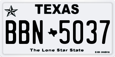TX license plate BBN5037