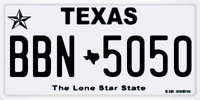 TX license plate BBN5050