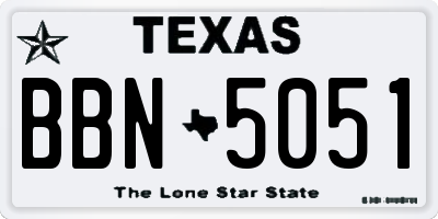 TX license plate BBN5051
