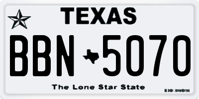 TX license plate BBN5070