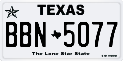 TX license plate BBN5077