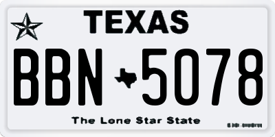 TX license plate BBN5078