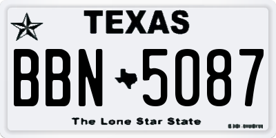 TX license plate BBN5087