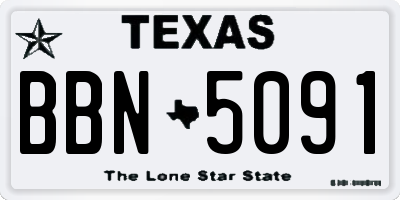 TX license plate BBN5091