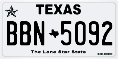 TX license plate BBN5092