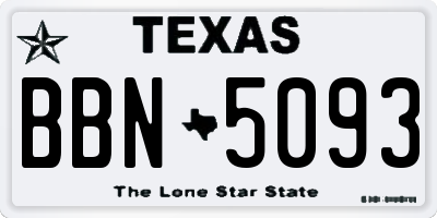 TX license plate BBN5093