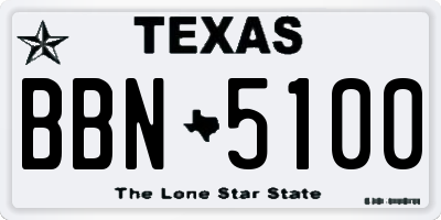 TX license plate BBN5100