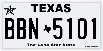 TX license plate BBN5101