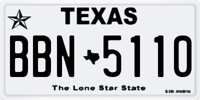 TX license plate BBN5110
