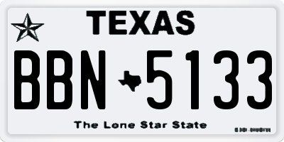 TX license plate BBN5133