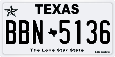 TX license plate BBN5136